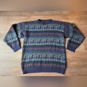 Vintage Alpaca Wool Blend Peruvian Sweater, Adult size Large *flaws*